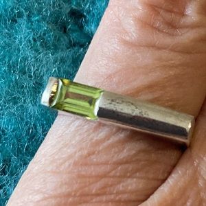 SOLD-Vintage Sterling silver ring with peridot, size 6.